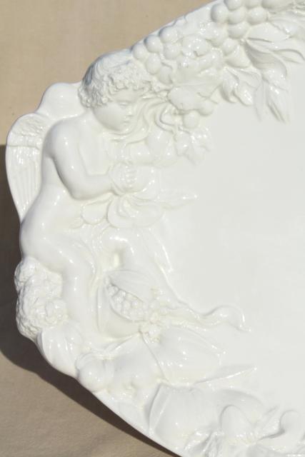 photo of Gumps Italian ceramic platter or serving tray, classical Bacchanalia cherub w/ fruit, grapes #4