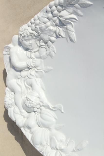 photo of Gumps Italian ceramic platter or serving tray, classical Bacchanalia cherub w/ fruit, grapes #6