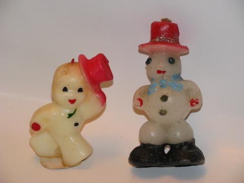 photo of Gurley / Tavern vintage figural candles lot Christmas trees and snowmen #5