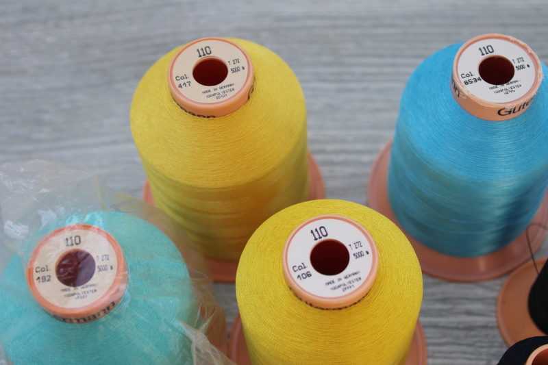 photo of Gutermann Japan cone thread lot, silky polyester machine embroidery thread Madeira type #2