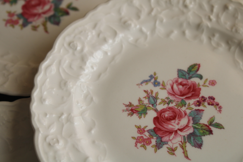 photo of Gypsy Rose floral vintage Pope Gosser Rose Point china plates w/ embossed floral border #8