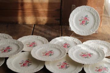 catalog photo of Gypsy Rose floral vintage Pope Gosser Rose Point china plates w/ embossed floral border