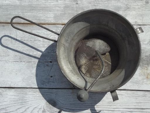 photo of HUGE gallon sized commercial kitchen strainer, vintage Foley food mill #2