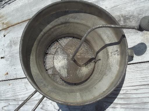 photo of HUGE gallon sized commercial kitchen strainer, vintage Foley food mill #6