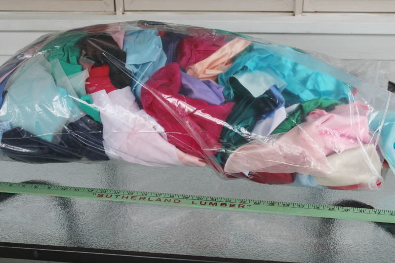 photo of HUGE lot scrap fabrics satin & taffeta, trims from dressmaker formal gowns #1