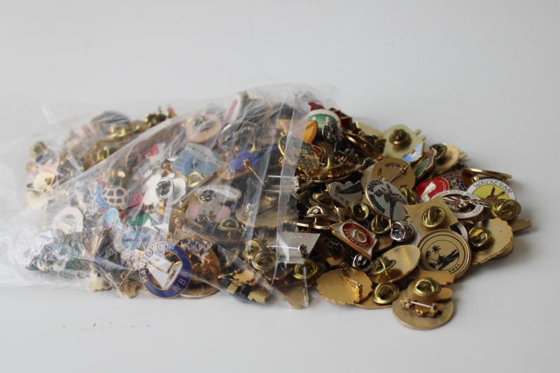 photo of HUGE lot vintage enameled metal pins, WBA women's bowling regional club pins #1