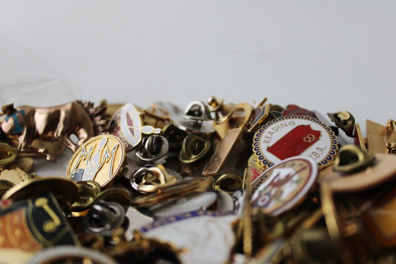 photo of HUGE lot vintage enameled metal pins, WBA women's bowling regional club pins #4