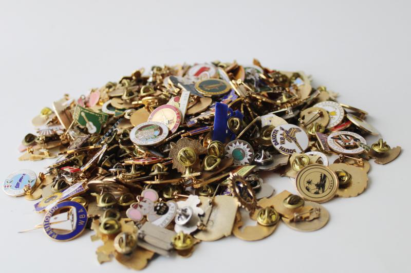 photo of HUGE lot vintage enameled metal pins, WBA women's bowling regional club pins #5