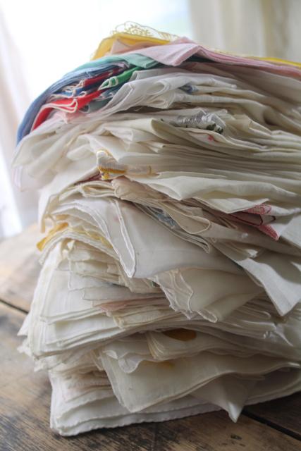 photo of HUGE lot vintage hankies, 200+ Swiss embroidery handkerchiefs for upcycled party decor projects #1