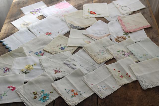 photo of HUGE lot vintage hankies, 200+ Swiss embroidery handkerchiefs for upcycled party decor projects #2