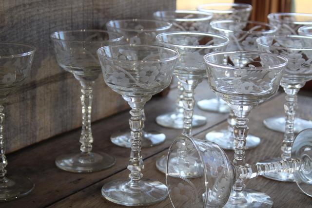 photo of Halifax Rock Sharpe Libbey wheel cut crystal clear martini cocktail glasses, 12 stems #1