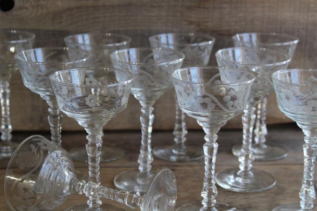 photo of Halifax Rock Sharpe Libbey wheel cut crystal clear martini cocktail glasses, 12 stems #3