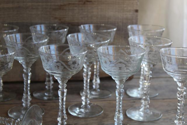 photo of Halifax Rock Sharpe Libbey wheel cut crystal clear martini cocktail glasses, 12 stems #4