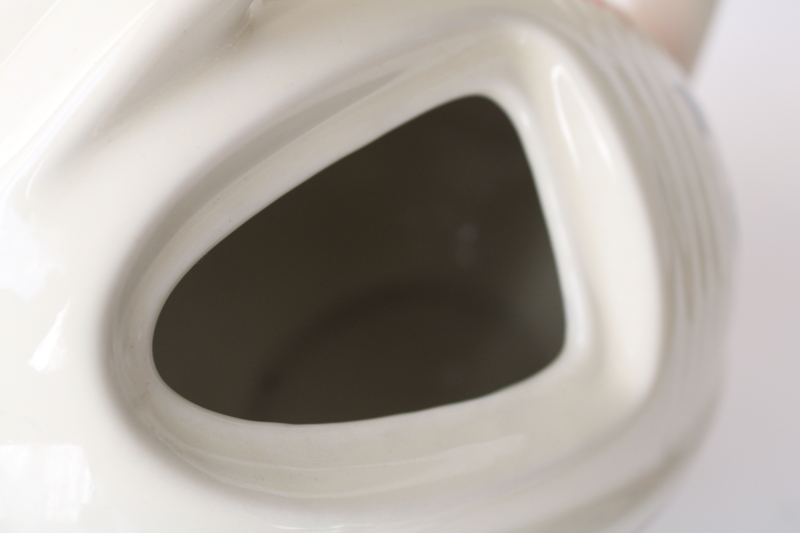 photo of Hall China Specialties 1990s vintage teapot, football shape red poppy pattern  #5