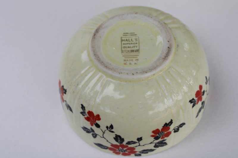 photo of Hall Superior China red poppy pattern mixing bowls, 1940s vintage kitchen bowls nesting stack #9