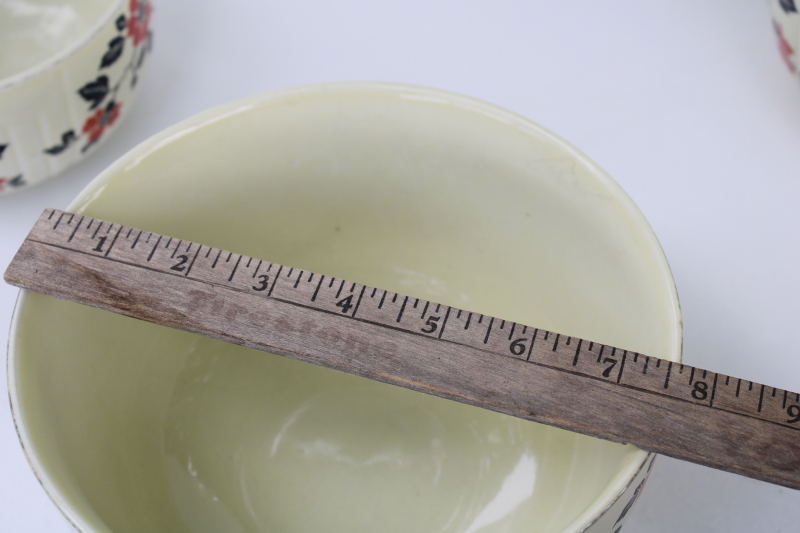 photo of Hall Superior China red poppy pattern mixing bowls, 1940s vintage kitchen bowls nesting stack #12