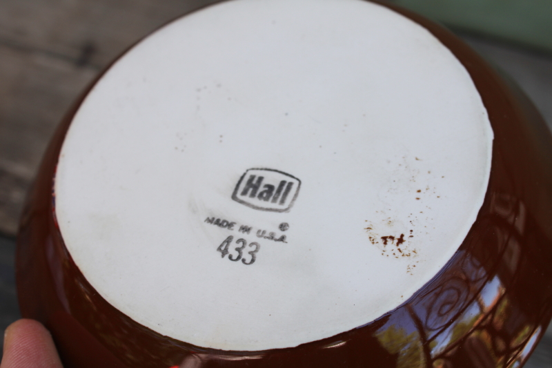 photo of Hall china individual casserole gratin dishes brown glazed white ironstone vintage oven to table china  #3