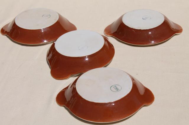 photo of Hall china restaurant ware brown & white ironstone bowls, individual gratins or shirred egg dishes #6