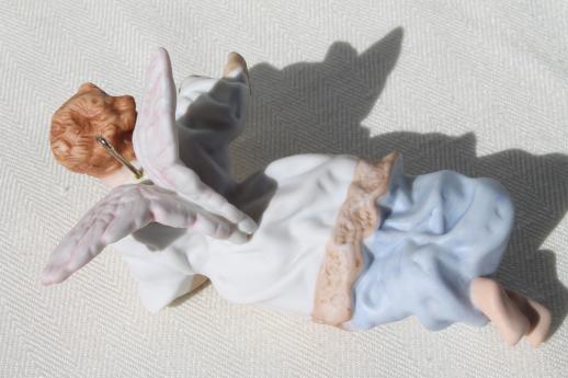 photo of Hallmark Heavenly Trumpeter porcelain angel Christmas ornament in box, 80s vintage #6