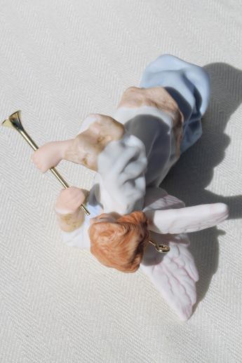 photo of Hallmark Heavenly Trumpeter porcelain angel Christmas ornament in box, 80s vintage #9