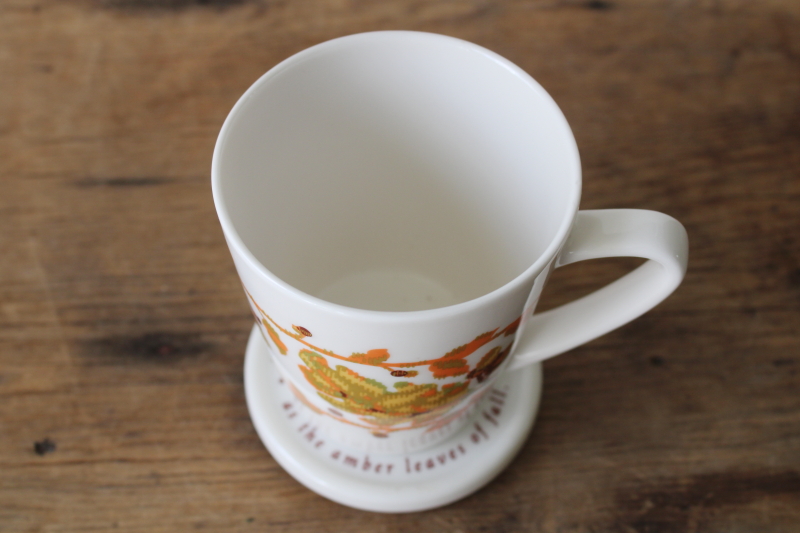 photo of Hallmark Jan Karon autumn leaves fall season print ceramic mug w/ lid trivet #2