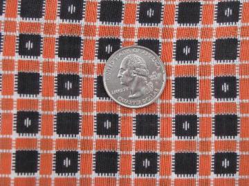 catalog photo of Halloween orange and black, 1930's - 40's vintage cotton checked fabric