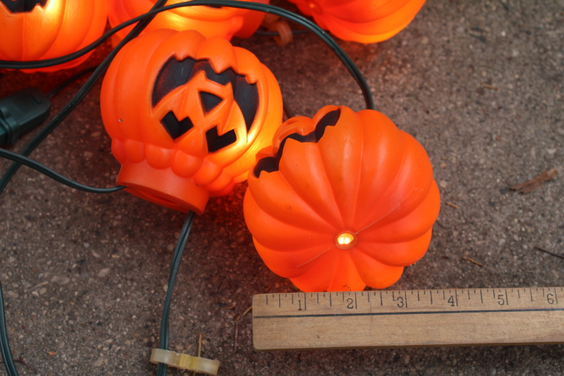 photo of Halloween tiki lights, large blow mold jack o lantern pumpkins C7 light bulbs vintage light up decor  #6