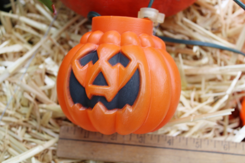 photo of Halloween tiki lights, large blow mold jack o lantern pumpkins C7 light bulbs vintage light up decor  #8