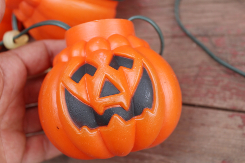 photo of Halloween tiki lights, large blow mold jack o lantern pumpkins C7 light bulbs vintage light up decor  #13
