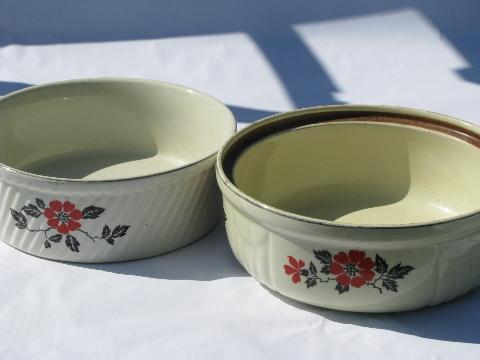 photo of Hall's red poppy, vintage Hall oven proof pottery souffle, casserole baking dish #1