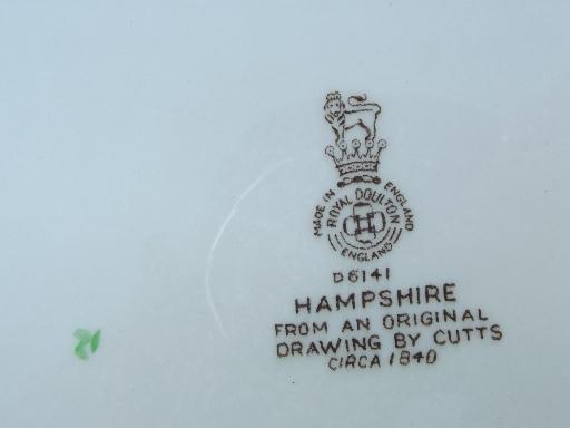photo of Hampshire Royal Doulton china, chop plate, platter, oval bowls lot #8