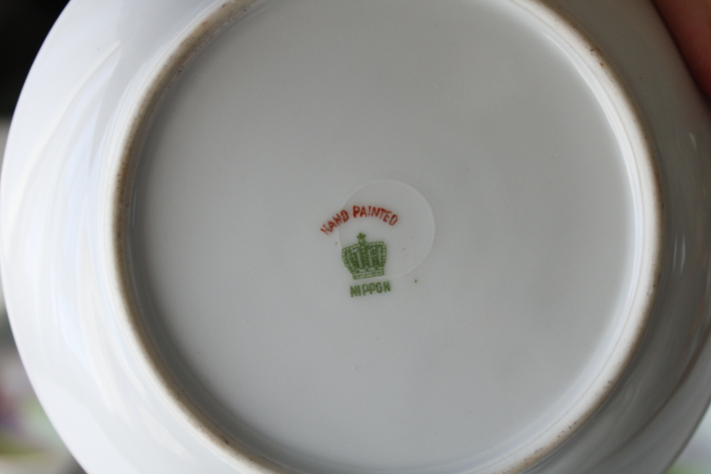 photo of Hand Painted Nippon 1930s vintage china set, tree & lake landscape scene dishes & large bowl  #6