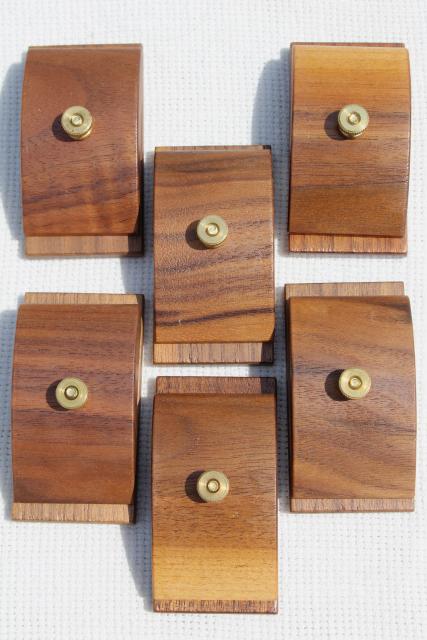 photo of Hang Ups set of six walnut wood wooden clamp quilt hangers #1