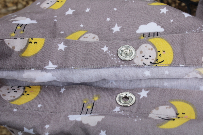 photo of Hanna Andersson Home queen size duvet cover, full & crescent moon print grey cotton #8