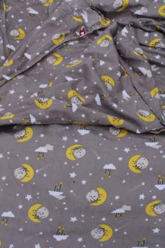 catalog photo of Hanna Andersson Home queen size duvet cover, full & crescent moon print grey cotton