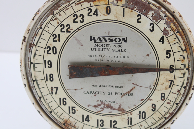 photo of Hanson utility scale w/ worn old chippy paint red and white, vintage farmhouse kitchen decor #2