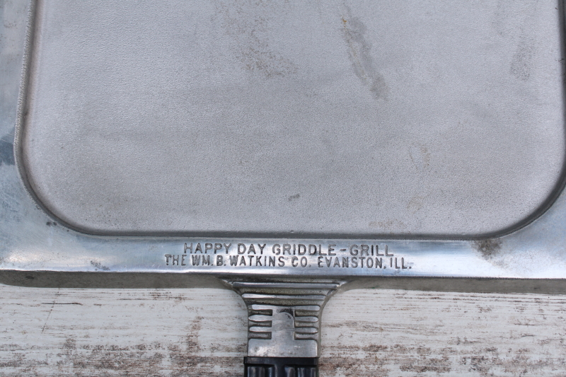 photo of Happy Day Griddle Grill, vintage cast aluminum pan double sided square w/ smooth griddle, ridged grill  #4