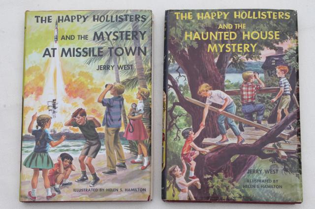 photo of Happy Hollisters 60s vintage children's mystery series books, Missile Town, Haunted House #3