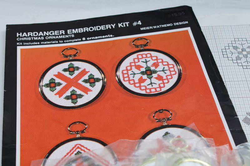 photo of Hardanger embroidery needlework booklets craft kit for hand stitched Christmas ornaments w/ frames #2