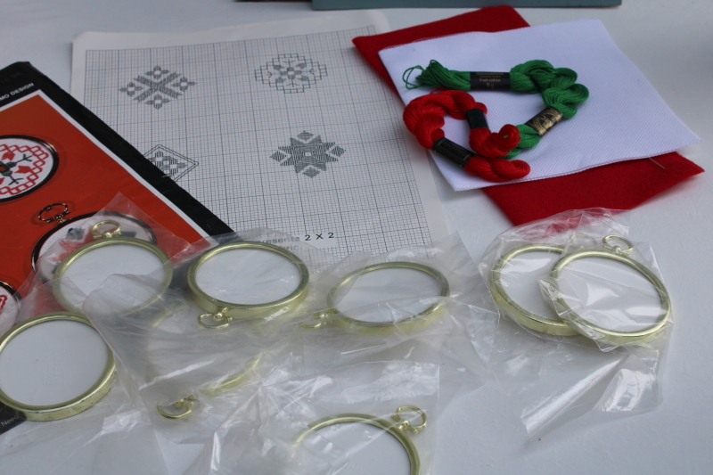 photo of Hardanger embroidery needlework booklets craft kit for hand stitched Christmas ornaments w/ frames #3