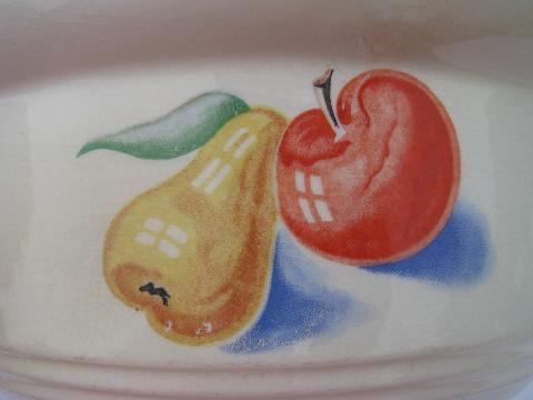 photo of Harker Hotoven pottery Apple & Pear covered bowl or casserole dish #3