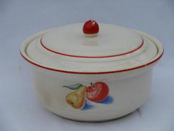 catalog photo of Harker Hotoven pottery Apple & Pear covered bowl or casserole dish