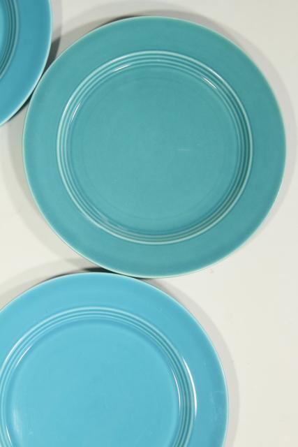 photo of Harlequin turquoise set of four salad plates, vintage Homer Laughlin china #2