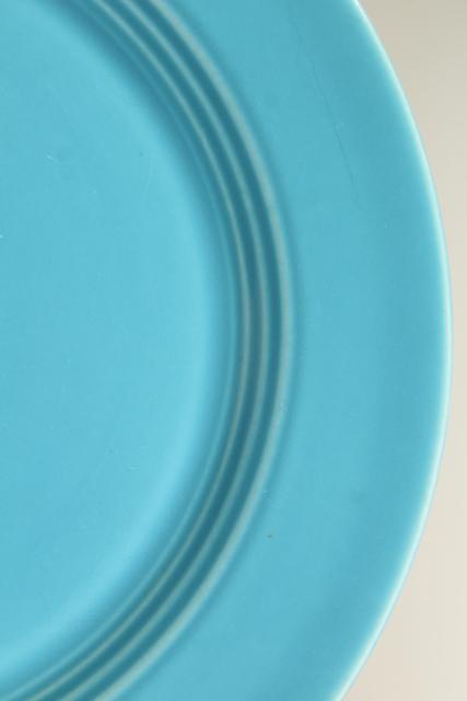 photo of Harlequin turquoise set of four salad plates, vintage Homer Laughlin china #3