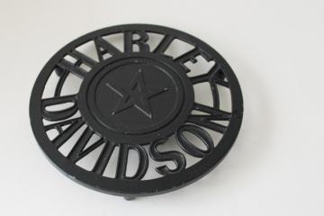 catalog photo of Harley Davidson star logo emblem, cast metal wall hanging or trivet 