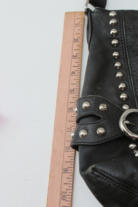 photo of Harley Davidson studded black leather purse Berlin shopper tote rider bag w/ charm  #4