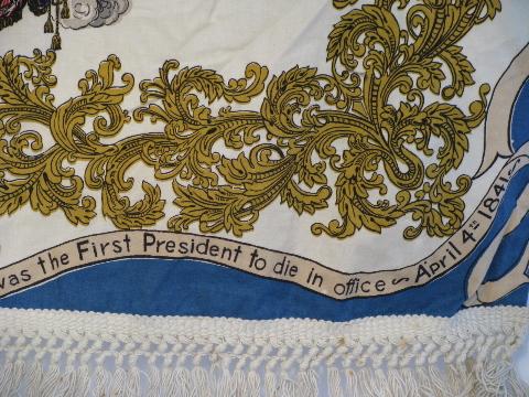 photo of Harrison Toile print cotton fabric, 40s vintage presidential cenntennial fabric #3