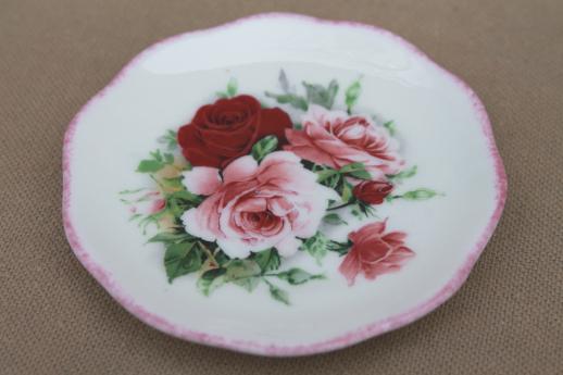 photo of Harrods English bone china doll dishes, miniature toy tea set w/ pink roses #6