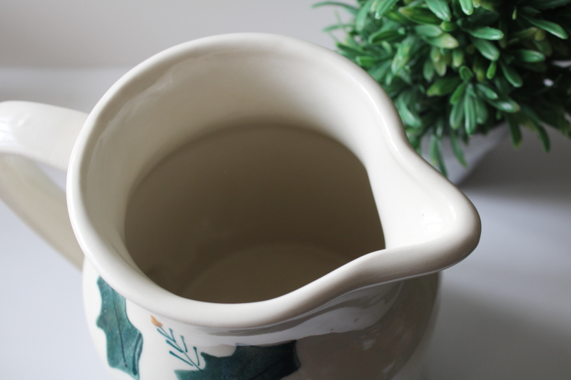photo of Hartstone Christmas Traditions stoneware pottery pitcher new w/ label, 1990s vintage #3