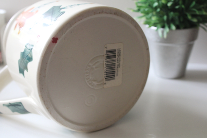 photo of Hartstone Christmas Traditions stoneware pottery pitcher new w/ label, 1990s vintage #4